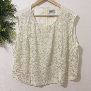 Apart Impressions Off White Beaded Sleeveless Top